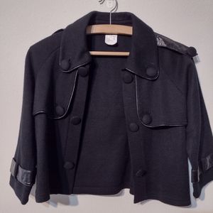 Incredible salesman sample wool acrylic 1970s open front jacket black